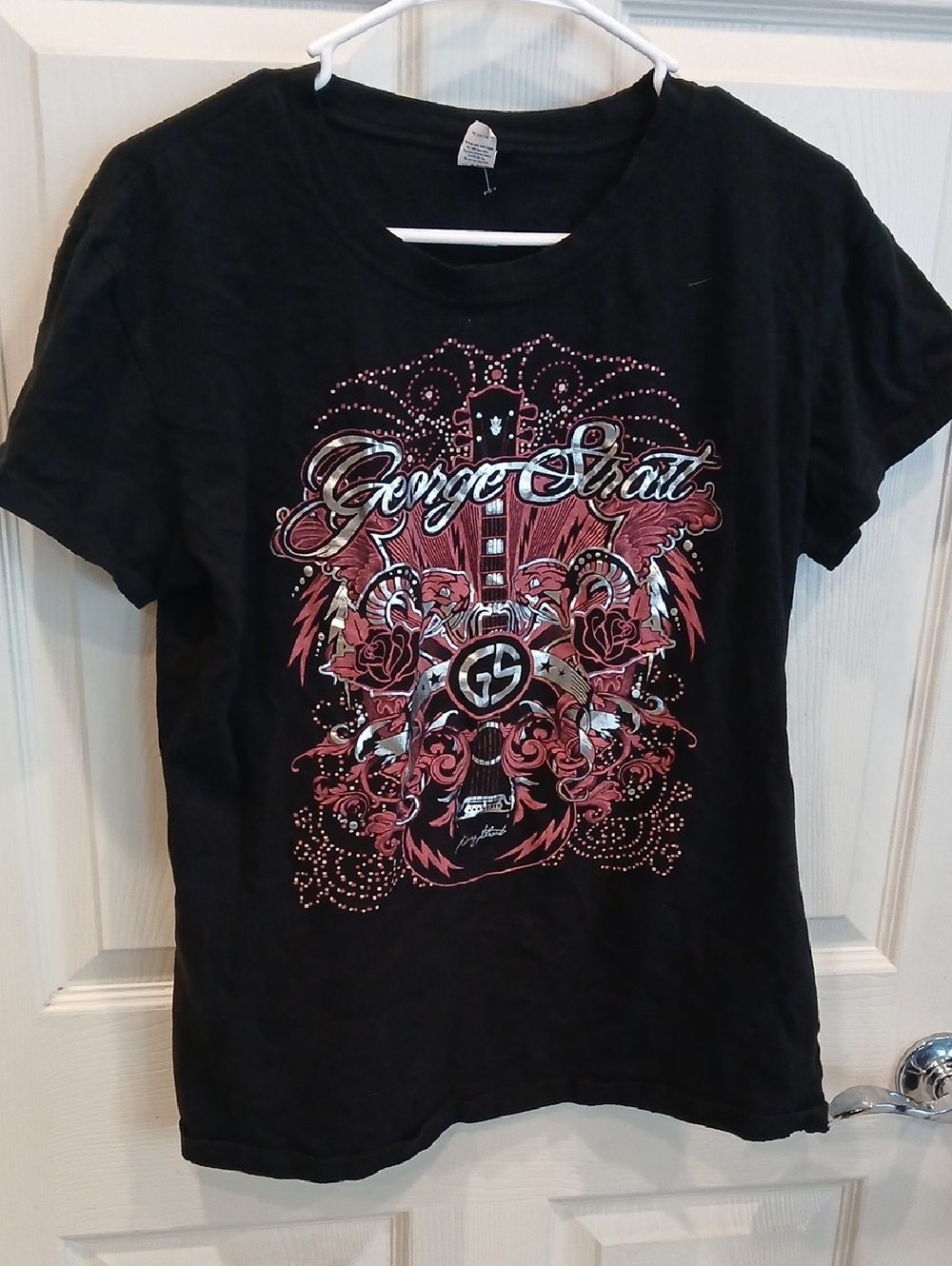 Tultex George Strait Tee with Red and White Guitar Design